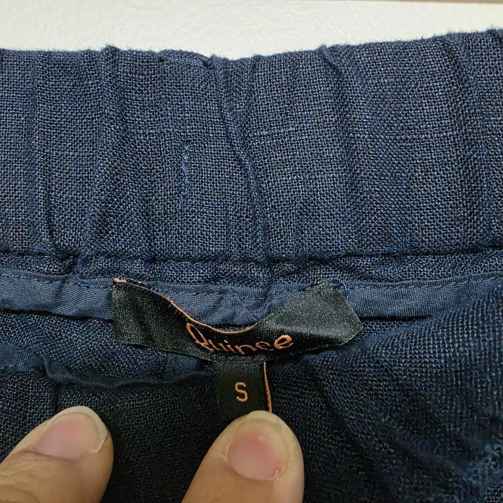 Quince 100% European Linen Pull On Tapered Ankle Pants Deep Navy - Size Small - Picture 3 of 7